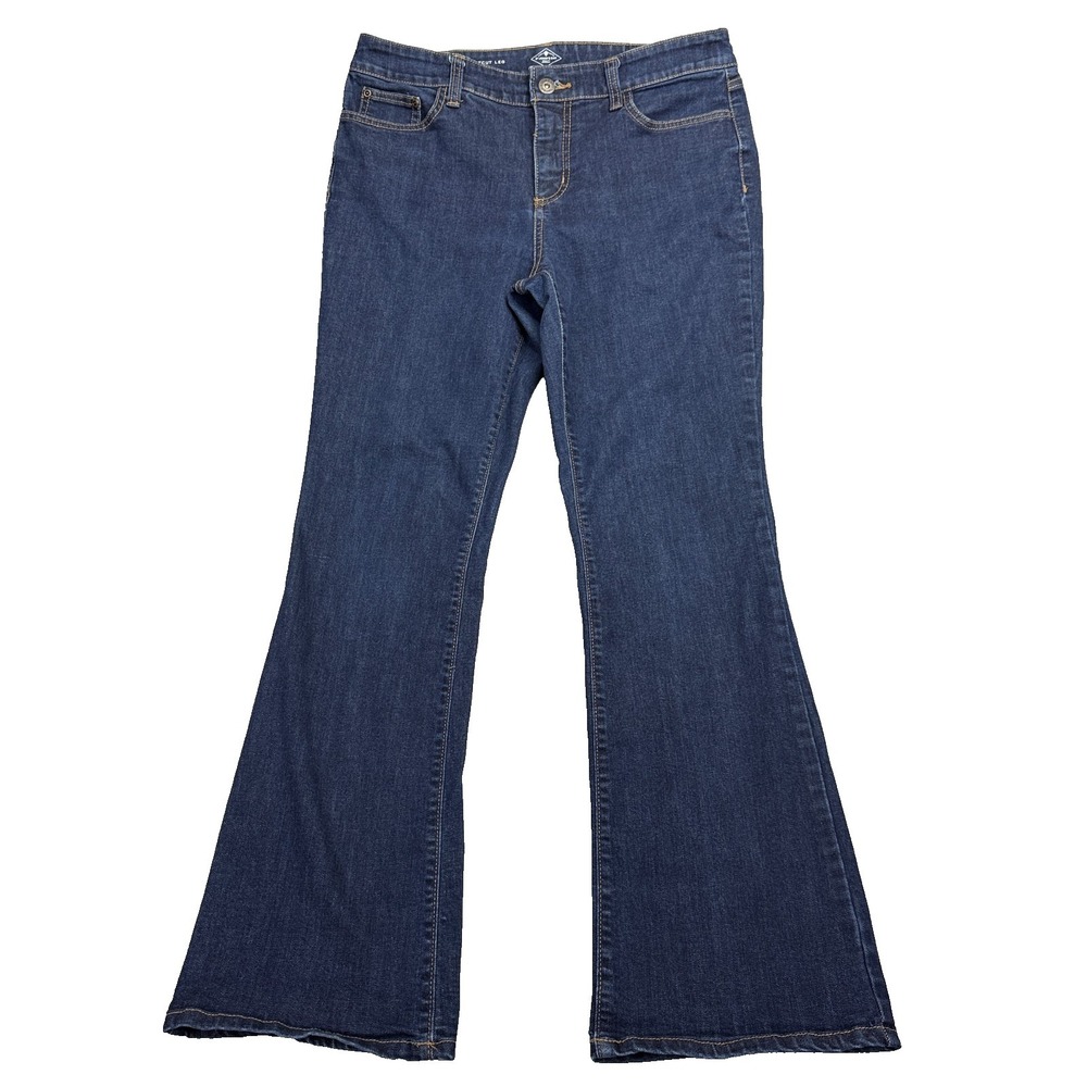 St John's Bay Bootcut Jeans Women's 10 Mid Rise Stretch Classic Dark Wash Denim